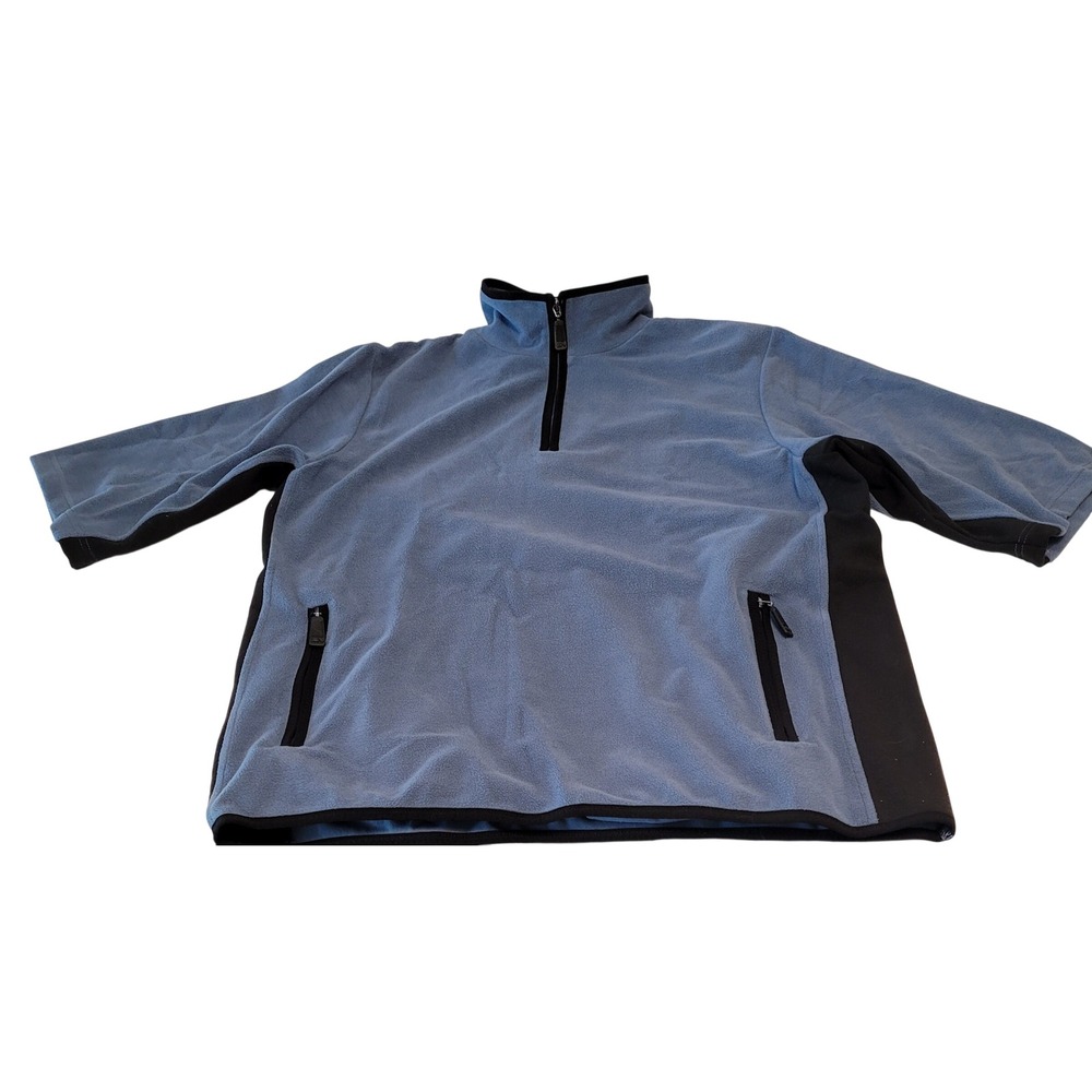 Sunice Fleece Quarter Zip Pullover Mens Large Blue Black Mock Neck Activewear